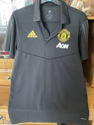 Manchester United Adidas Polo Fußball Trikot Herren UTD - 2019/20 - Small AON schwarz
