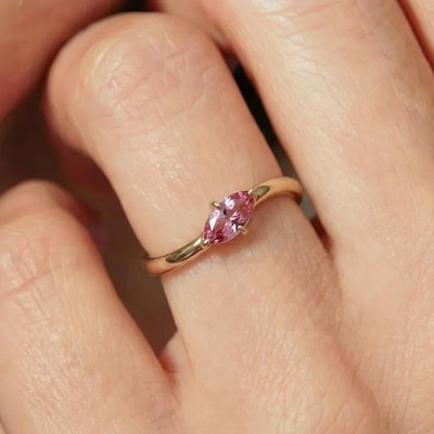 Unique Solitary Band Ring 2Ct Marquise Simulated Sapphire 14K Yellow Gold Plated