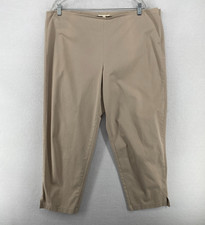 EILEEN FISHER Pants XL Twill Organic Cotton Stretch Tapered Ankle Side Zip Beige