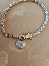 Gold Over Sterling Silver Heart Charm Bracele...