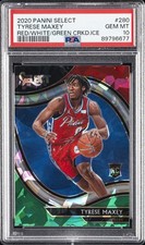 2020 PANINI SELECT RED/WHITE/GREEN CRACKED ICE  #280 TYRESE MAXEY PSA 10