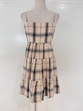 Shona Joy Linen Check Mini Dres Size 10