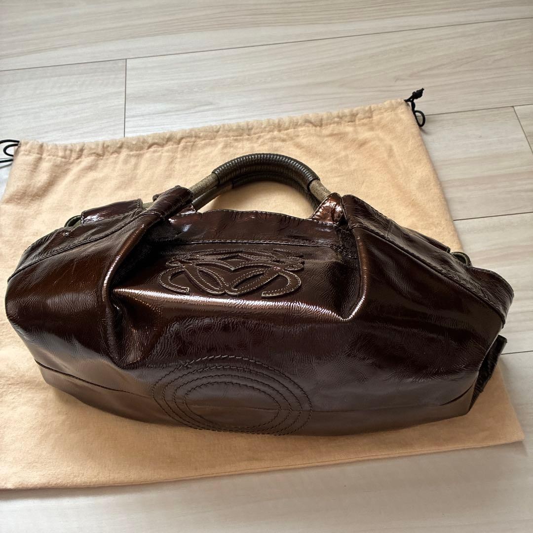 Loewe バッグ　レア LOEWE Olive Leather Handbag Brown Vintage Authentic Tote Bag | eBay