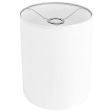 White Linen Tall Drum Lampshade, 10" Top x 10" Bottom x 13" High Lamp Shade, ...