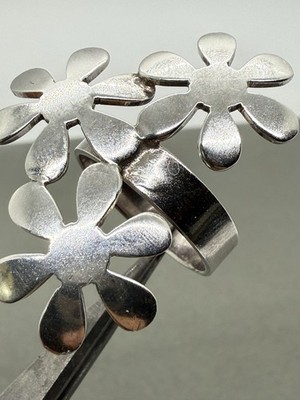 Sterling Silber 950 Blume Gänseblümchen Design handgefertigt Damenring Größe 8