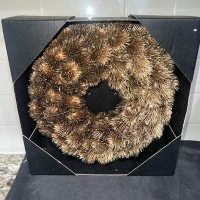 Bloom Room Gold Sparkly Holiday Floral Wreath 10x10' New