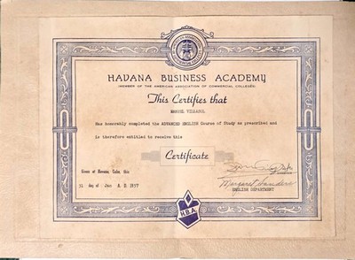 Diploma-havana Business Academy-1957-caribbean School