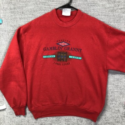 Vintage Gopher Sport Sweatshirt Womens L Red Gamblin Granny Kansas City Pullover