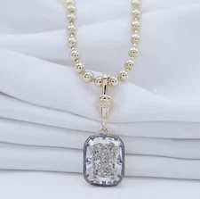 3 Ct Cushion Cut Diamond Solitaire Necklace In 14K Yellow Gold Lab Grown