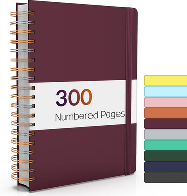 Lined Spiral Journal Notebook with 300 Numbered Pages, B5 College Ruled Thick Jo