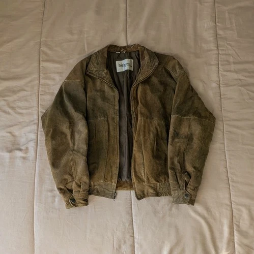 Wilson Men's Brown Authentic Leather Bomber Jacket Full Zip Lined Size M Vintage - product listing photo