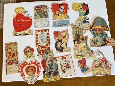 15 Vintage Valentine Cards Some Mechanical Moveable Circa 40s 50s Lot