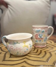 Vintage Baby Planter Mug Set Napco Relpo Japan 6178 Kitsch Nursery Decor