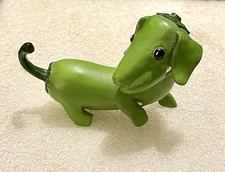 Enesco Home Grown Figurine Green Pepper Dachshund Figure 4" Long