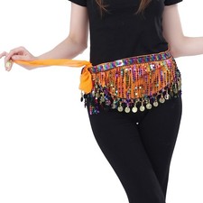 Damen Bauchtanzrock, Chiffon Wickelrock mit M&uuml;nzen f&uuml;r Bauchtanz, YogaKurse u...