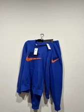 Nike Mens Club Fleece Sweatshirt And Sweatpants Combo Large Blue And Orange NWT