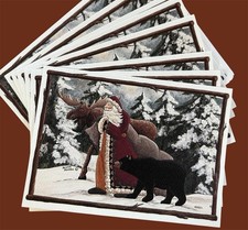 Woodland Santa, Moose & Bear Notecards, Made In The USA