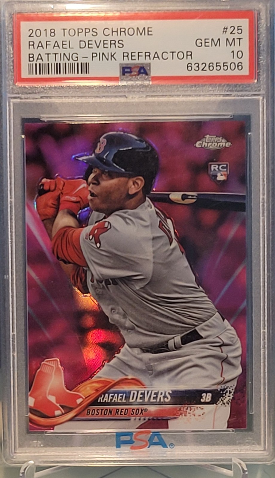 2018 Topps Chrome Rafael Devers #25 Pink Refractor Rookie PSA 10 GEM MINT