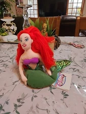 NWT Disney Store Ariel Little Mermaid Bean Bag Plush Doll Beanie NWT Retired