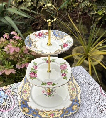 Vintage Paragon, Royal Vale, Grosvenor China England 3 Ebenen Kuchenständer
