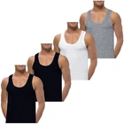 4 men's undershirts +10cm extra long 100% cotton fine rib tank armpit shirt top