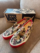 Deadstock Vtg 90's Vans Classic Slip-On Khaki Camouflage Made in USA Us10.5 Used