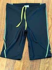 Speedo Pro LT Men's Jammer Swimwear Size 30 Black Green 85 Polyester