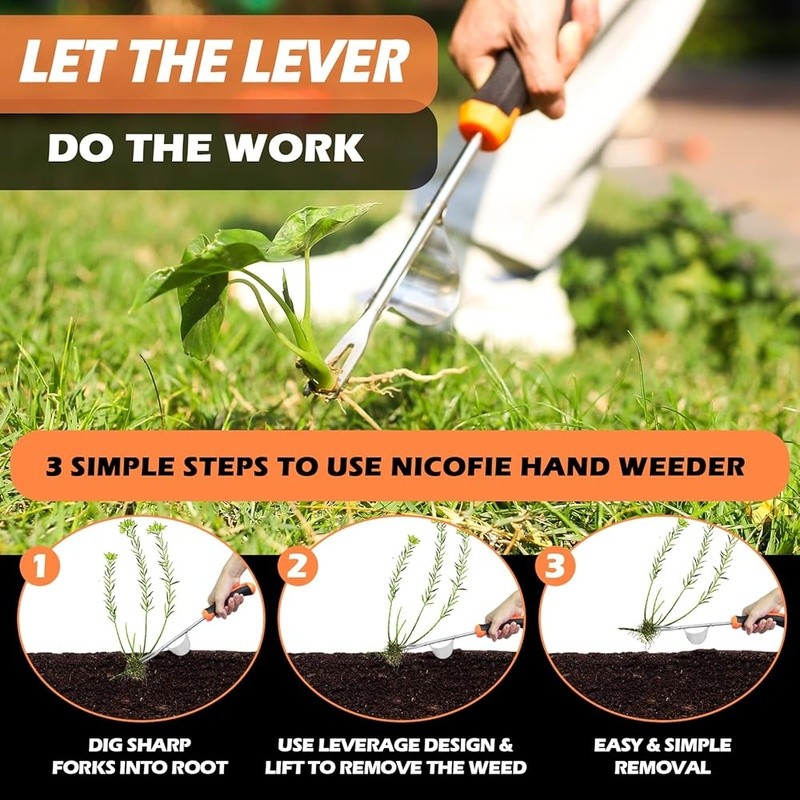 Weed Puller Tool Kit Ergonomic Stainless Steel Garden Hand Tools Weeding New