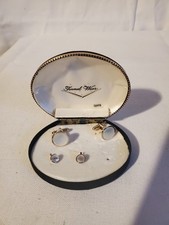 Vintage Swank Formal Wear Gold Tone Cufflinks Shirt Stud Tuxedo Set w Case