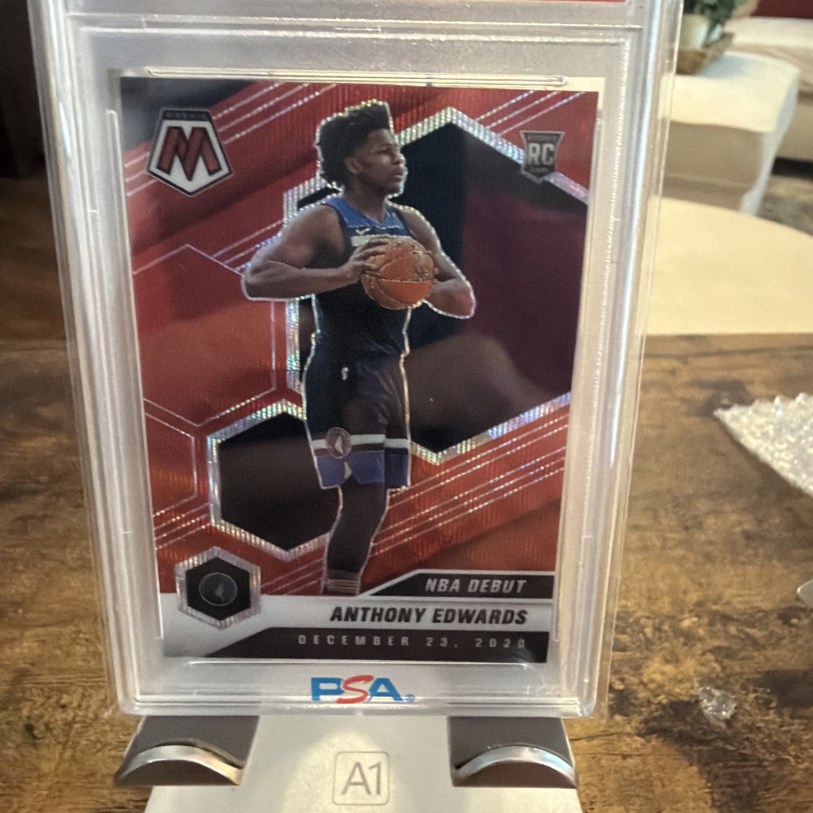 Anthony Edwards 2020 Mosaic Red Wave Rookie #261 TIMBERWOLVES RC PSA 10 view 6