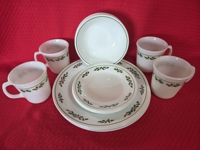 Set Of ''Holly Days'' Corelle By Corning Dinnerware, 16 Pieces