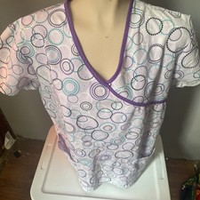 Samantha Mara Size L Scrub top Circular Design