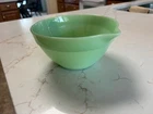 Vintage Fire King Green Jadeite Oven Ware Mixing Batter Bowl with Spout D Handle