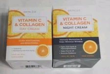 2 PACK SKIN 2.0 VITAMIN C & COLLAGEN NIGHT CREAM & DAY CREAM 1.69 OZ  EACH