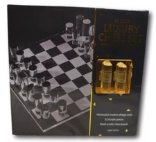 Elements Minimalist Modern 14" Luxury Chess Set 32 Acrylic Pieces NIB