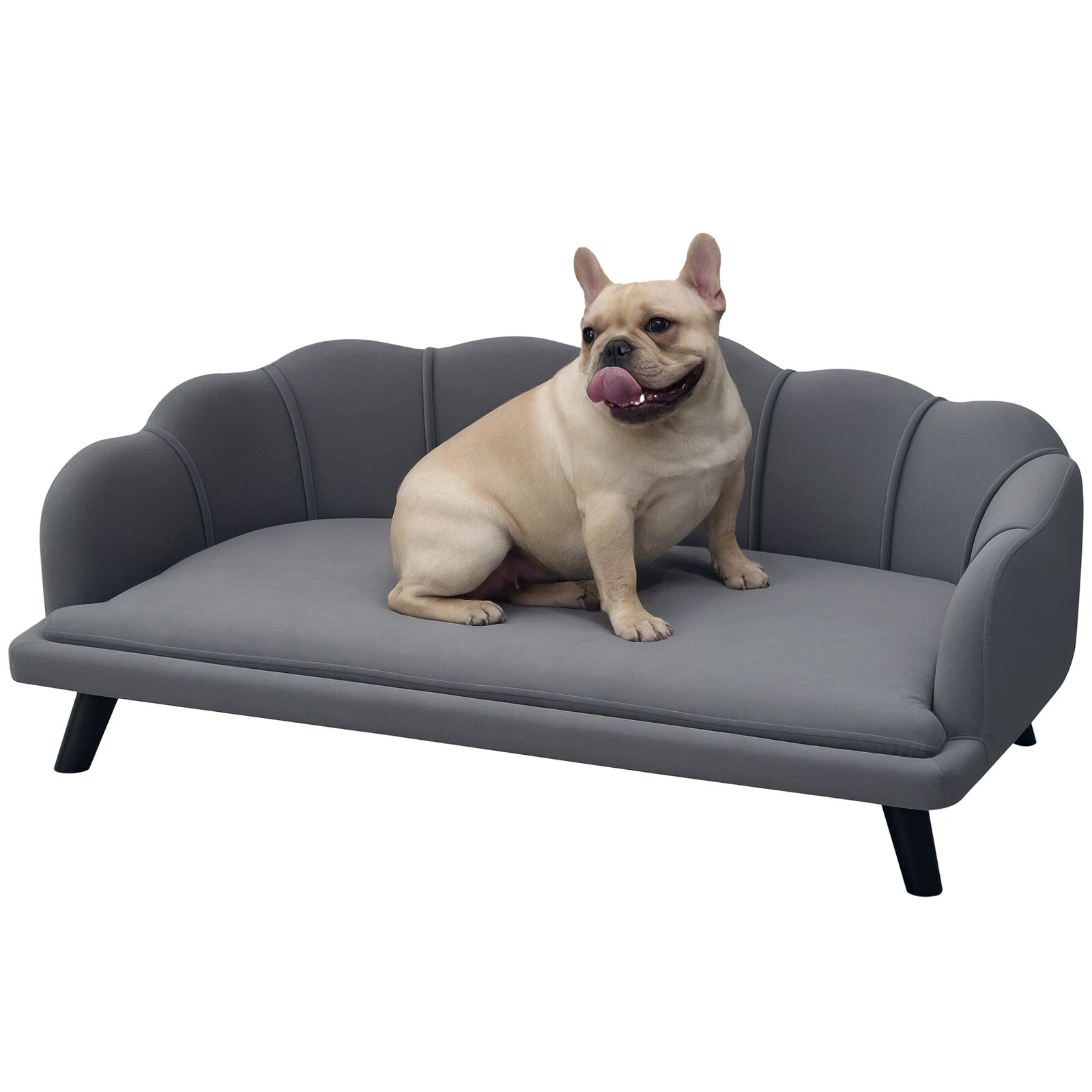 PawHut Dog Sofa, Pet Couch Bed for Medium, Large Dogs with Legs Cushion - Grey
