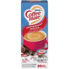 Coffee mate Peppermint Mocha Liquid Creamer Non Dairy 50 Single Serve Tubs