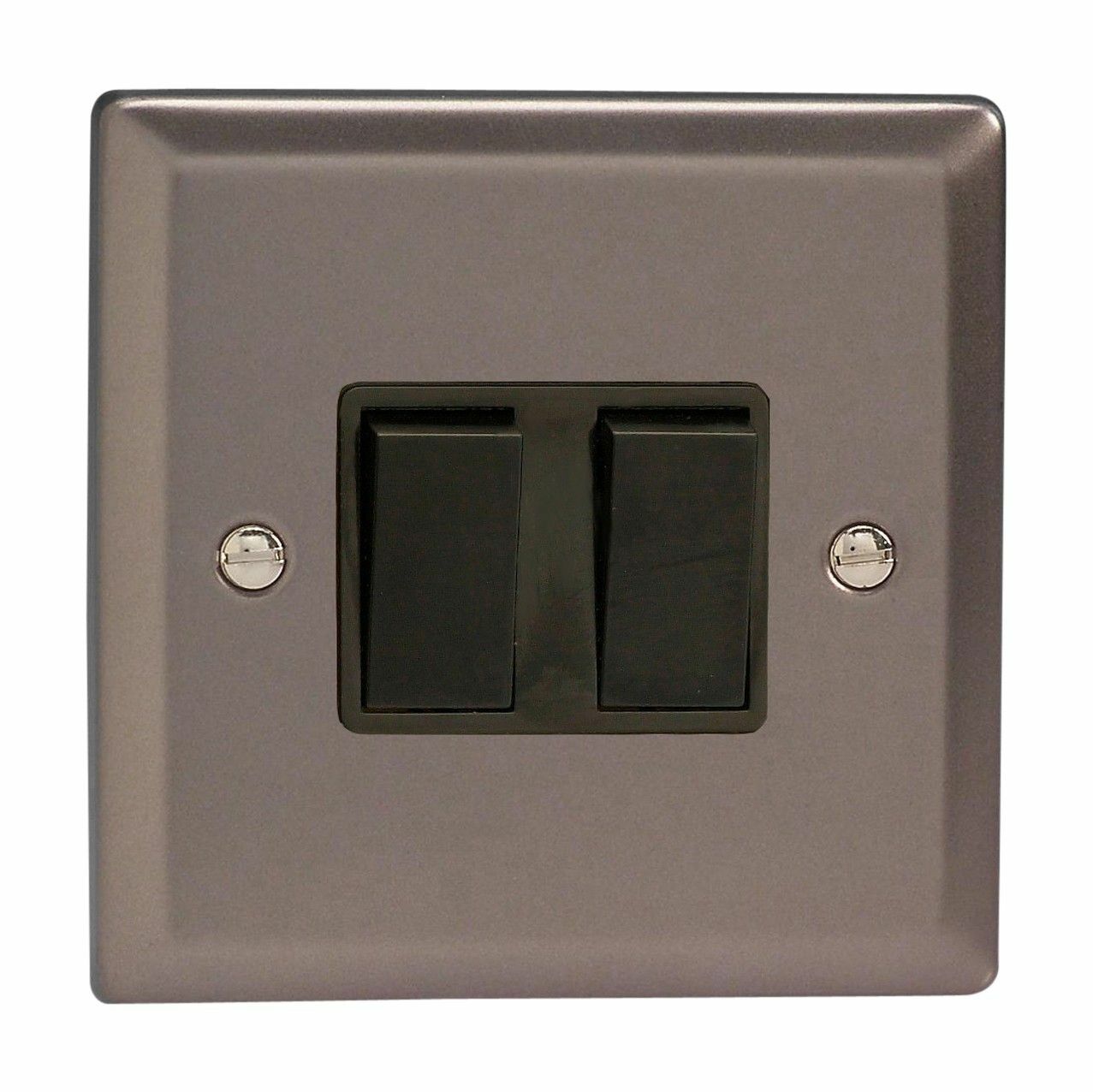 Varilight XR2B Classic Pewter 2 Gang 10A 1 or 2 Way Rocker Light Switch