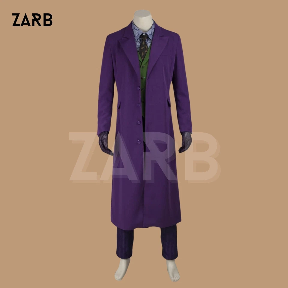 Fantasia de Cavaleiro das Trevas Coringa - Heath Ledger Cosplay Casaco Roxo, Fantasia de Halloween - Imagem 3 de 4