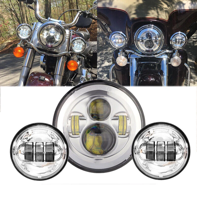 Faro LED 7" + luces de paso para Yamaha V-Star XVS 650 1100/Road Star 1600 Foto 3 de 4