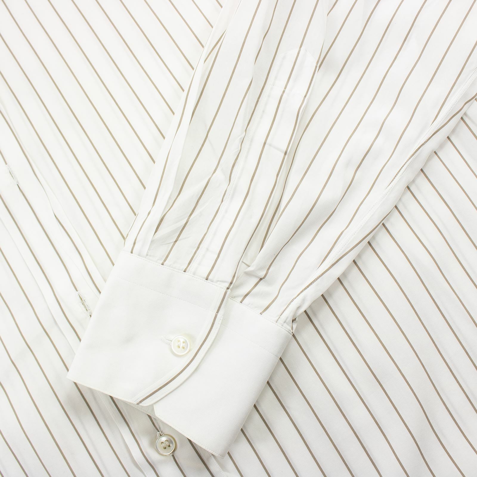 Ameri White Brown Cotton Striped MOP Buttons Spre… - image 3