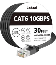 Cat 6 Ethernet Cable 30 ft Outdoor Indoor 10Gbps Support Cat8 Cat7 Network Slim 