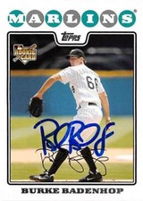 Burke Badenhop autographed baseball card (Florida Marlins) 2008 Topps #UH165