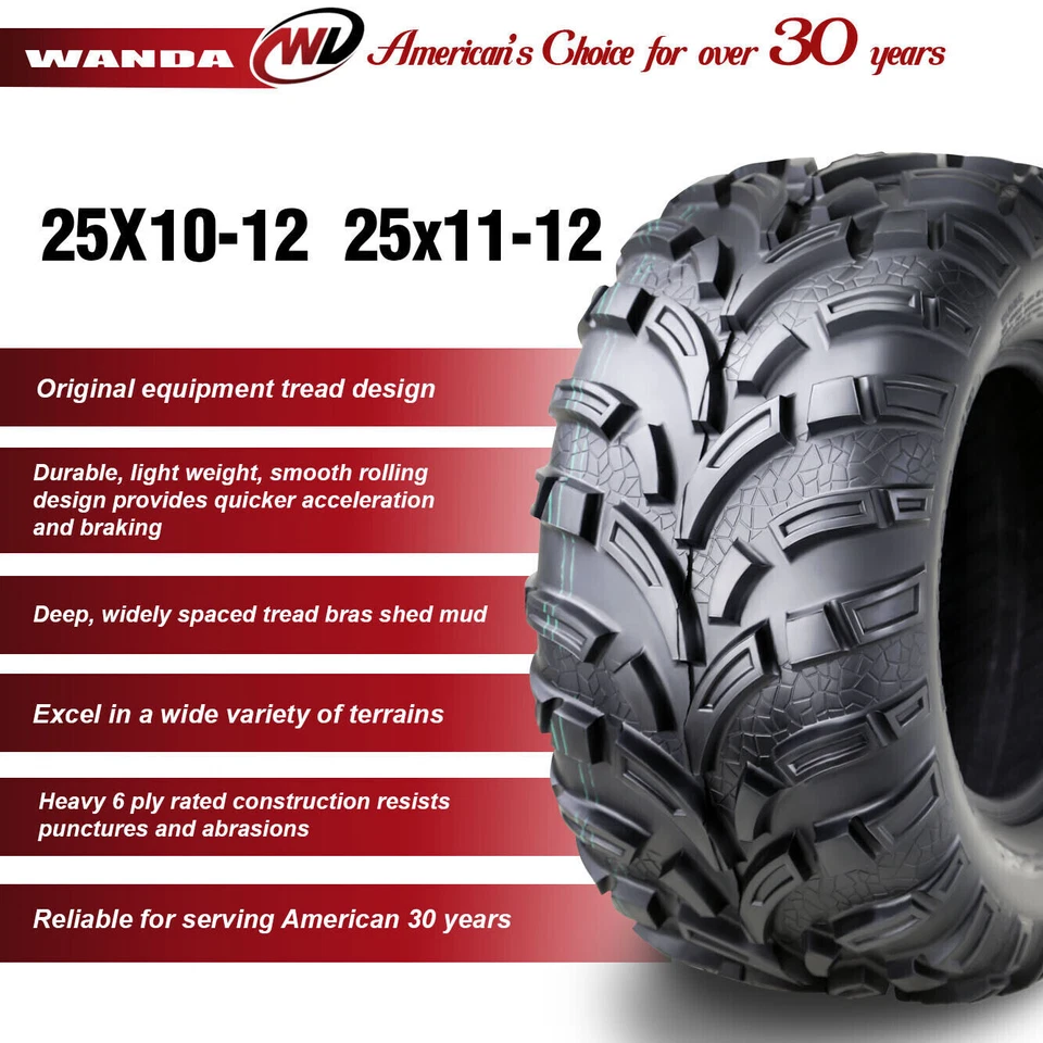 Juego 4 neumáticos WANDA ATV 25x10-12 25x11-12 aptos 17-19 Bobcat 3400 Foto 3 de 4