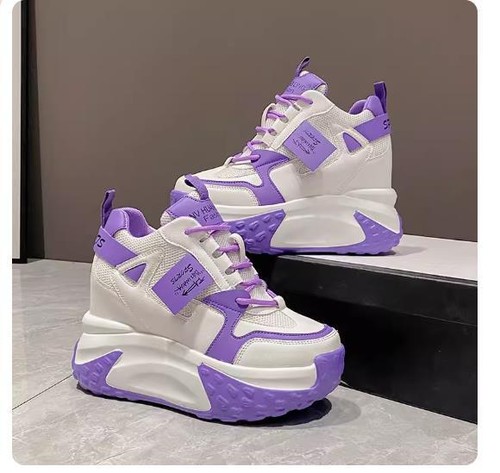 Scarpe per donna con zeppa interno 10cm lacci casual sport ginnastica da 34 A 40 - Foto 9 di 20