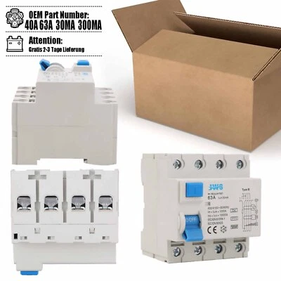 JWS FI Fehlerstromschutzschalter RCD Allstromsensitiv 4P 40/63A 30/300mA FI Typ B