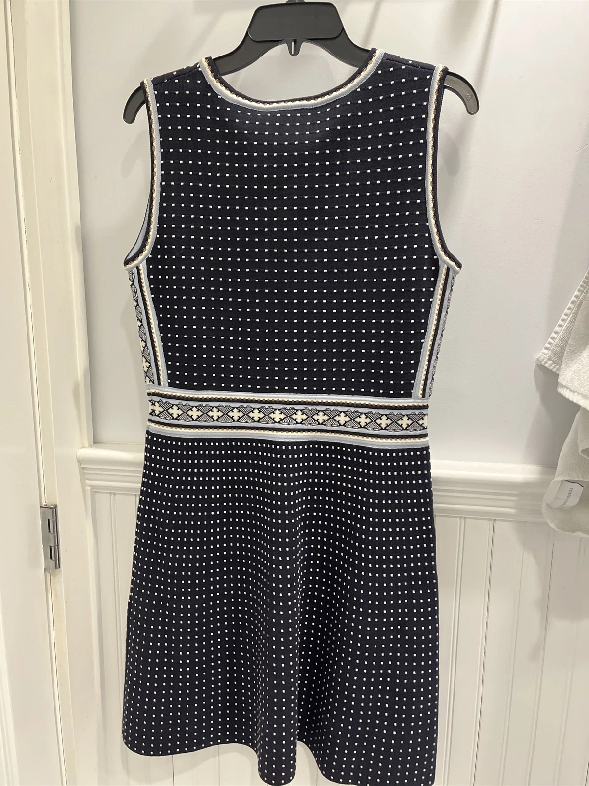 Abito a maglia Tory Burch blu navy mini punto geo 32153402 senza maniche medio