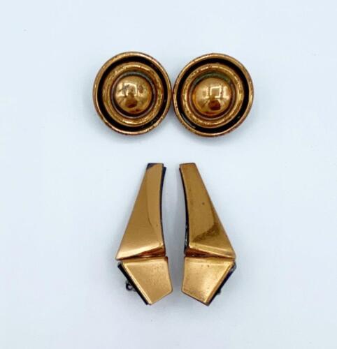 2 Pc Lot of Vintage Brutalist Copper Earrings by … - image 1