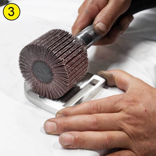 Schleifvlies Körnung: 120, 50mmx30mm, 6mm Einspannschaft- Schleifmopstift, Vliesschleifer, Schleifmop, Schleifvlies mit Schaft