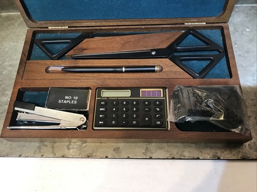 Vintage Alcraft 1970's American Walnut Wooden Desk Valet Hinged Box New in Box - Picture 6 of 12